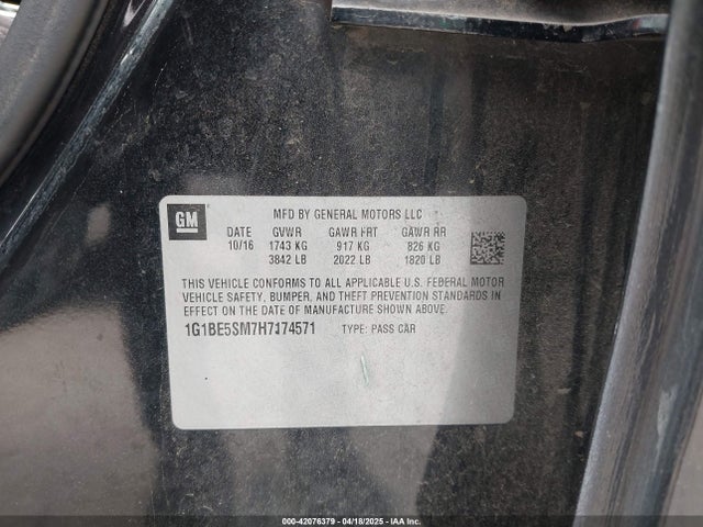 1G1BE5SM7H7174571 Chevrolet Cruze Lt Auto