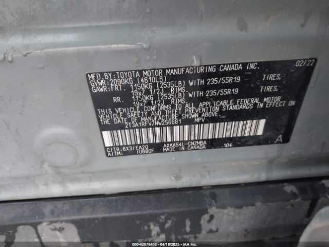 2T3A1RFV7NW256681 Toyota a25a-fks