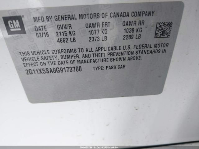 2G11X5SA8G9173700 Chevrolet Impala 1fl