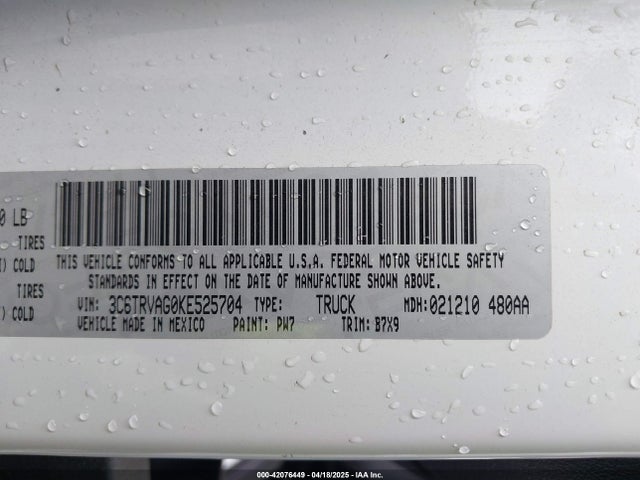 3C6TRVAG0KE525704 RAM 2019