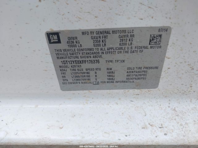 1GT12YE8XFF176376 GMC Sierra 2500hd Sle