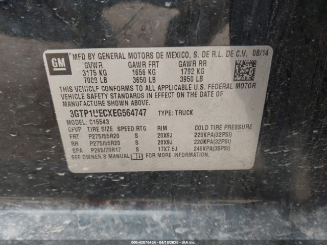 3GTP1UECXEG564747 GMC Sierra 1500 Sle