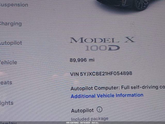 5YJXCBE21HF054898 Tesla Model X 100d/75d/90d