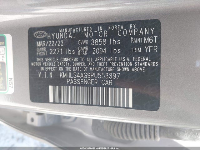 Hyundai mpi nu pe 2023 KMHLS4AG9PU553397 Image 9