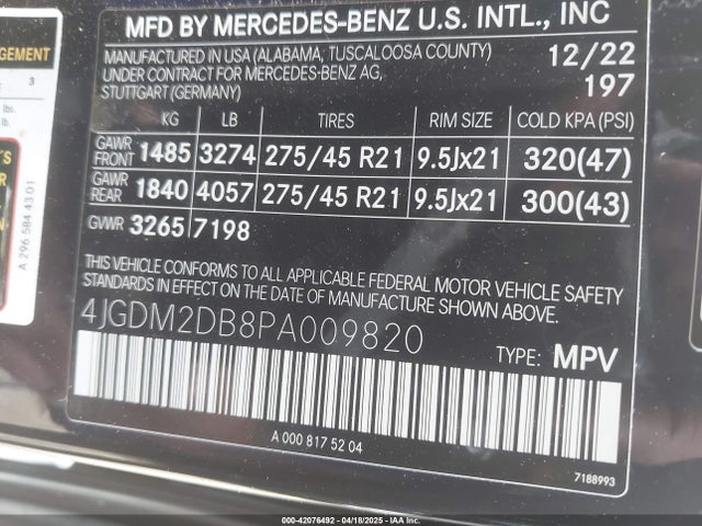 4JGDM2DB8PA009820 Mercedes-Benz ed