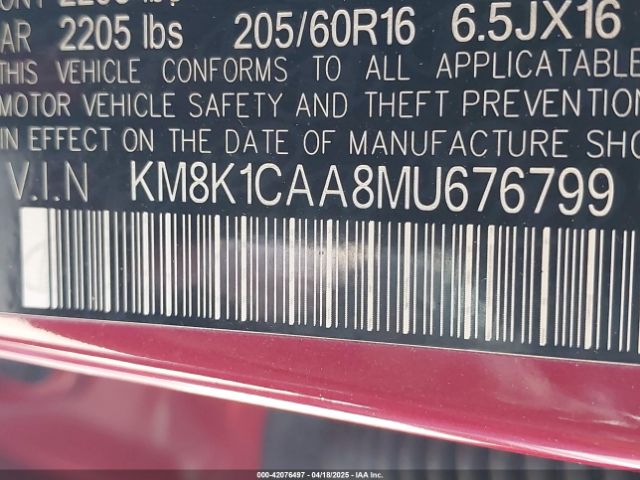 KM8K1CAA8MU676799 Hyundai Kona Se