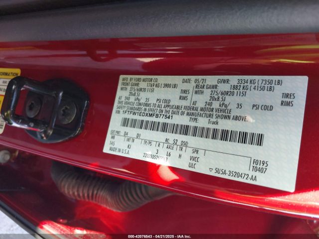 1FTFW1EDXMFB77541 Ford F-150 King Ranch