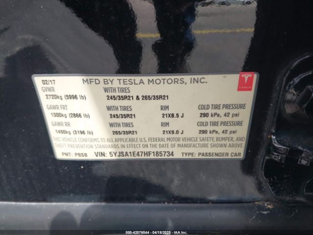5YJSA1E47HF185734 Tesla Model S 100d/60d/75d/90d/p100d
