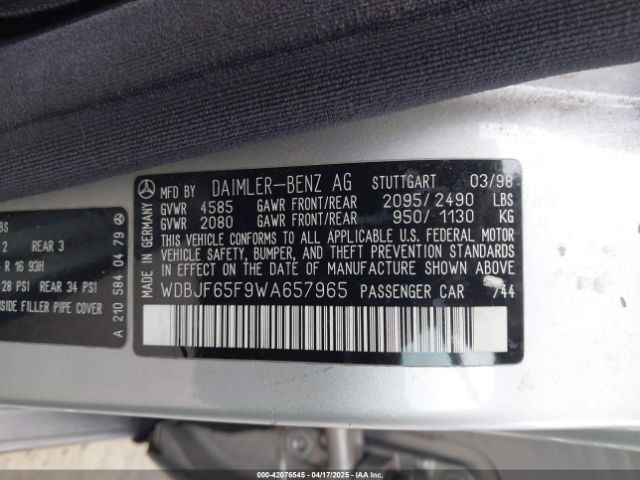 1998 MERCEDES-BENZ E 320 WDBJF65F9WA657965 Photo 8