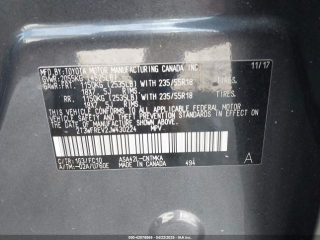 2T3WFREV2JW430224 Toyota Rav4 Adventure