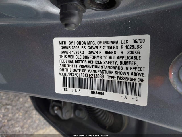 19XFC1F3XLE213039 Honda l15b7