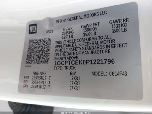 1GCPTCEK0P1221796 Chevrolet Colorado 4wd  Short Box Lt
