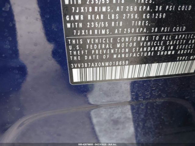 3VV3B7AX0NM018659 Volkswagen Tiguan 2.0t Se