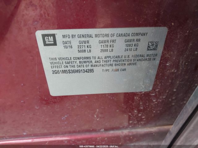 2G61M5S36H9134285 Cadillac XTS LUXURY
