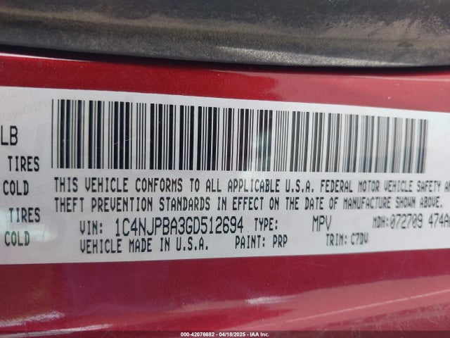 1C4NJPBA3GD512694 Jeep Patriot Sport