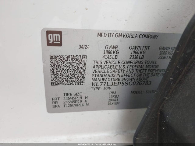 KL77LJEP5SC036783 Chevrolet Trax Fwd 2rs