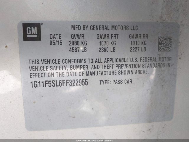 1G11F5SL6FF322955 Chevrolet Malibu 1lz
