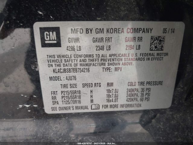 KL4CJBSB7EB754216 Buick Encore Convenience