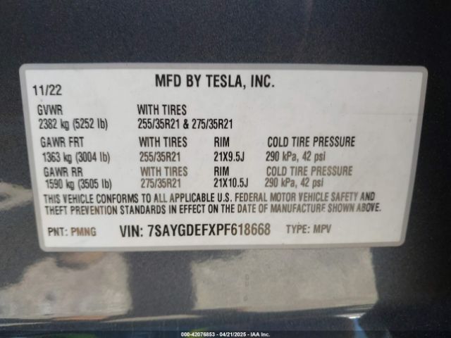 2023 TESLA MODEL Y 7SAYGDEFXPF618668 Photo 8