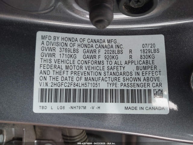 2HGFC2F84LH571051 Honda Civic Sport