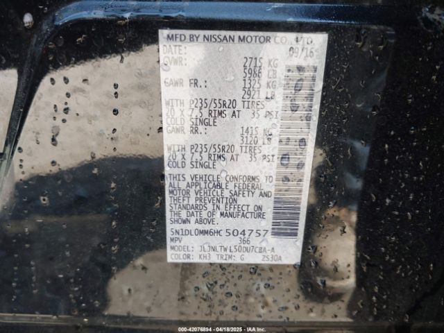 5N1DL0MM6HC504757 Infiniti QX60