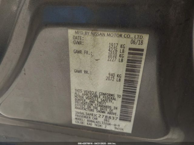 1N4AL3AP8JC278837 Nissan Altima 2.5 Sr