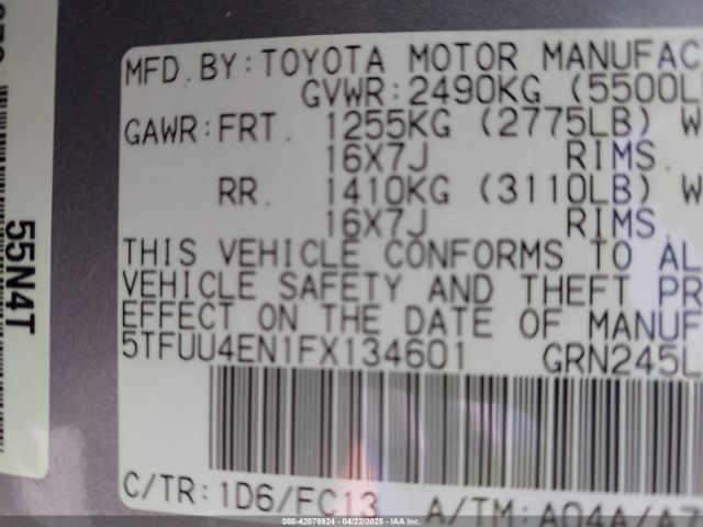 5TFUU4EN1FX134601 Toyota Tacoma Base V6