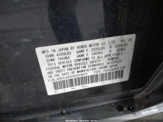2006 ACURA TSX JH4CL969X6C024875 Photo 8