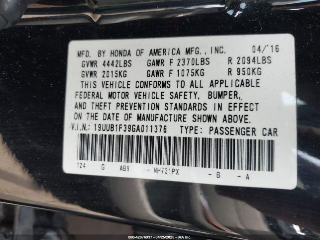 2016 ACURA TLX 19UUB1F39GA011376 Photo 8