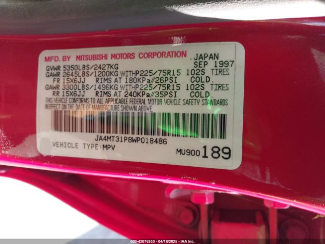 1998 MITSUBISHI MONTERO SPORT JA4MT31P8WP018486 Photo 8