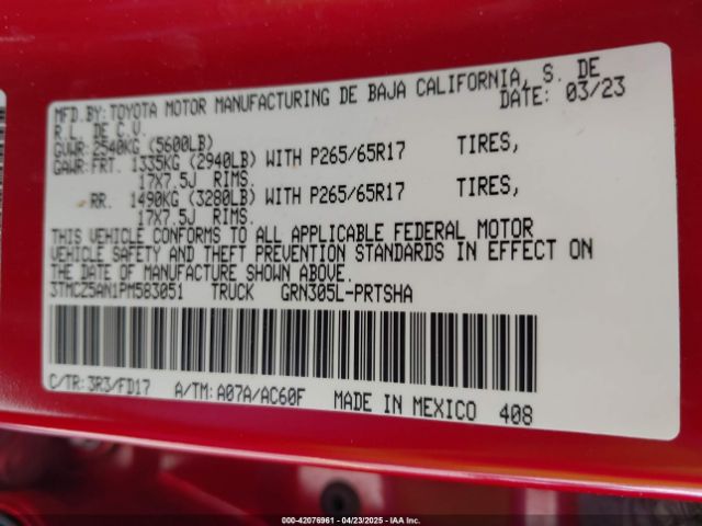 3TMCZ5AN1PM583051 Toyota Tacoma Trd Sport