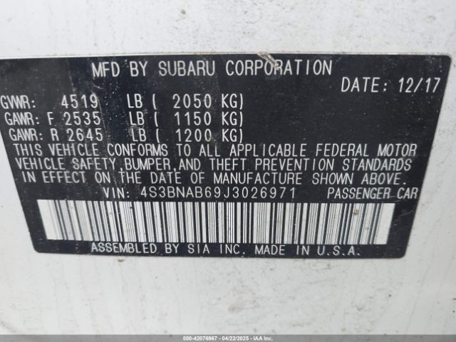 4S3BNAB69J3026971 Subaru Legacy 2.5i