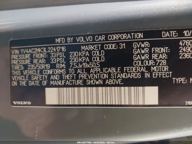 YV4AC2HK3L2241716 Volvo Xc40 T4 Momentum