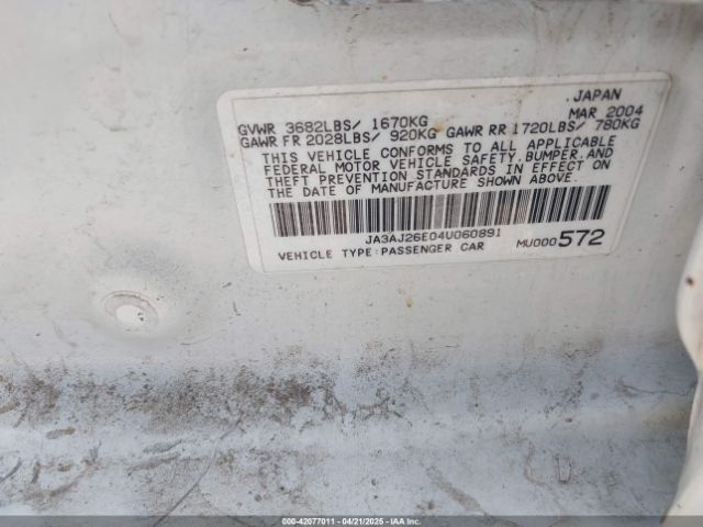 2004 MITSUBISHI LANCER JA3AJ26E04U060891 Photo 8