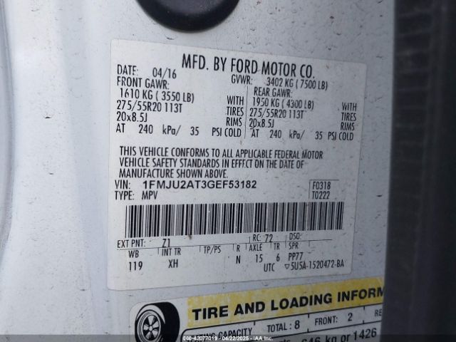 1FMJU2AT3GEF53182 Ford Expedition Limited