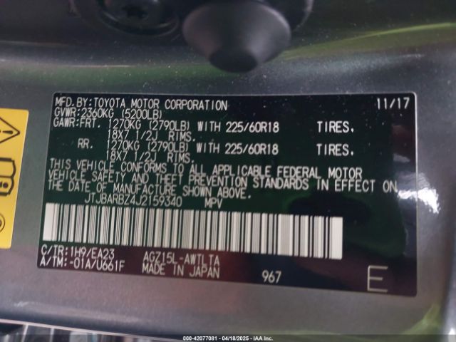 JTJBARBZ4J2159340 Lexus NX 300
