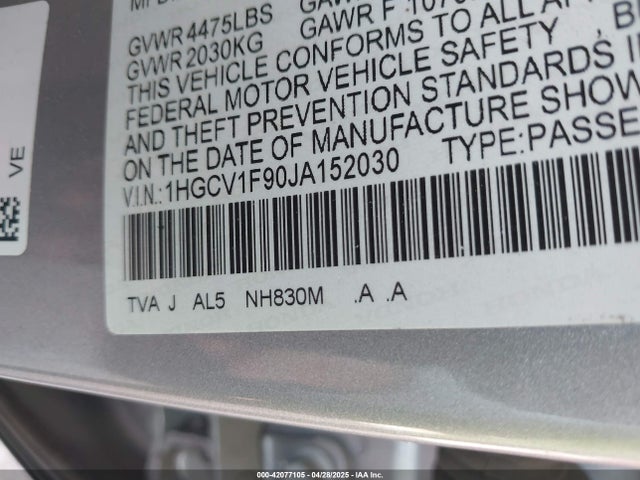 1HGCV1F90JA152030 Honda Accord Touring