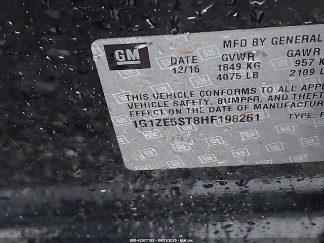 1G1ZE5ST8HF198261 Chevrolet MALIBU 1LT