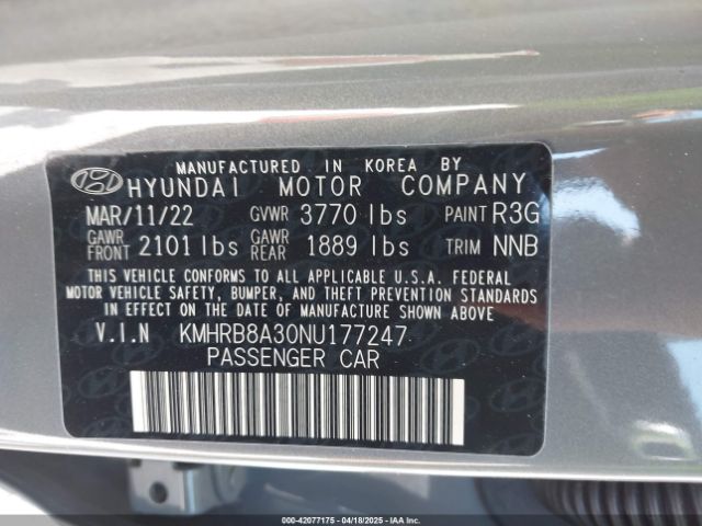 2022 HYUNDAI VENUE KMHRB8A30NU177247 Photo 8