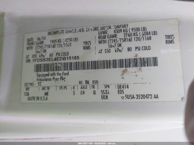 1FDSS3EL4EDB15185 Ford E-350 Super Duty Commercial
