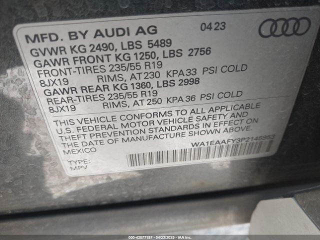 2023 AUDI Q5 WA1EAAFY3P2145953 Photo 8