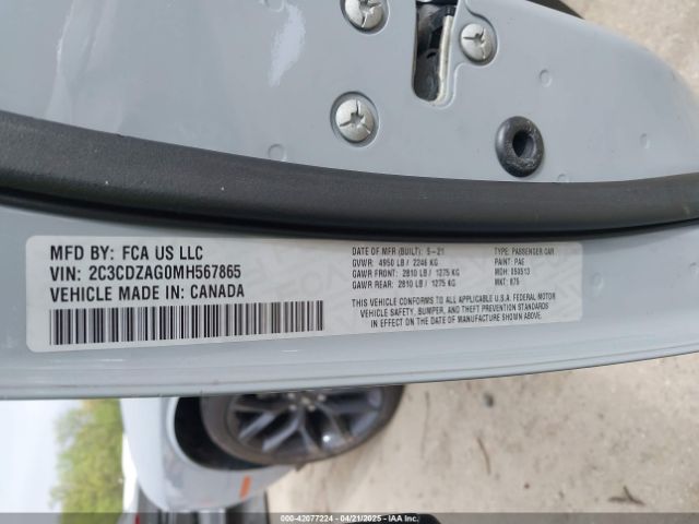 2021 DODGE CHALLENGER 2C3CDZAG0MH567865 Photo 8