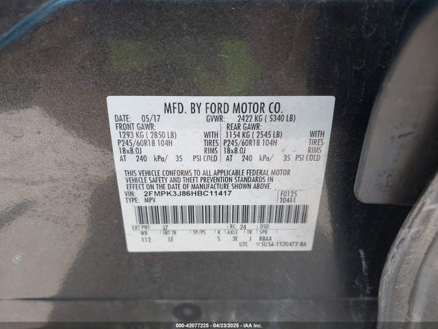 2FMPK3J86HBC11417 Ford EDGE SEL
