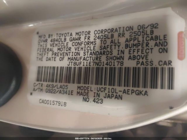 1992 LEXUS LS JT8UF11E7N0140178 Photo 8