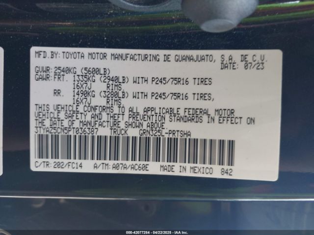 3TYAZ5CN5PT036387 Toyota Tacoma Sr5 V6