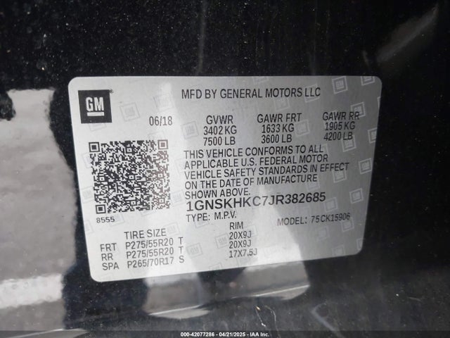 1GNSKHKC7JR382685 Chevrolet Suburban Lt