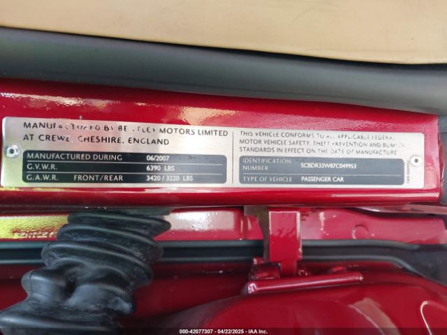 2007 BENTLEY CONTINENTAL GTC SCBDR33W87C049953 Photo 8