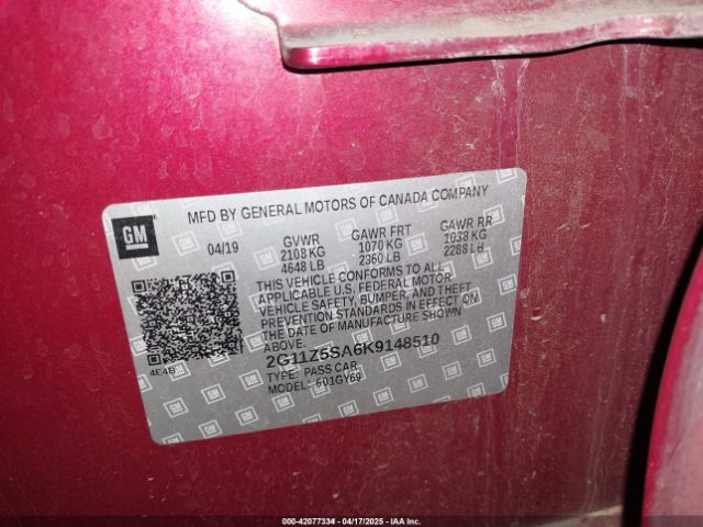 2G11Z5SA6K9148510 Chevrolet IMPALA LT