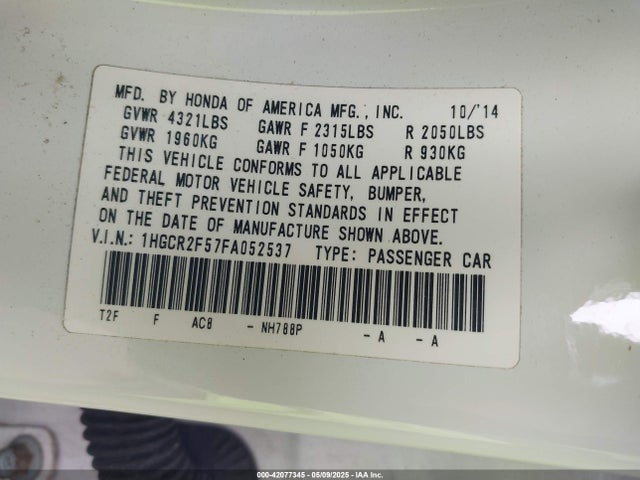 1HGCR2F57FA052537 Honda Accord Sport