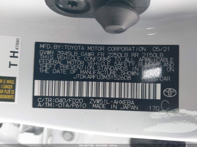 JTDKAMFU3M3152608 Toyota Prius Le